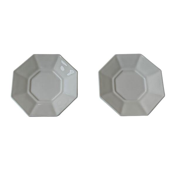 VTG Arcopal Arcoroc Octagon Octime White Mugs Cups (2) Saucers (2) Coffee Tea - Picture 5 of 8